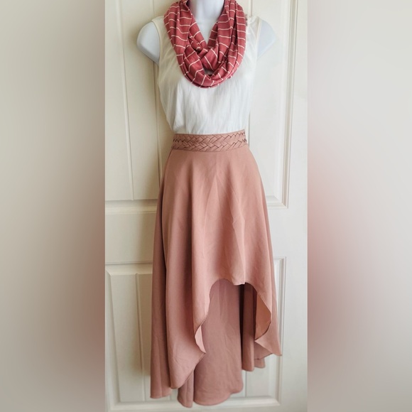 Anthropologie Minimalist Braided Waist High Waisted Mermaid Skirt in Pink Muave - Picture 13 of 15